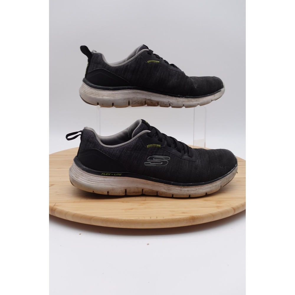 Skechers Flex-Lite Shoes Mens Size 9.5 Black Mesh Walking Sneakers Comfort